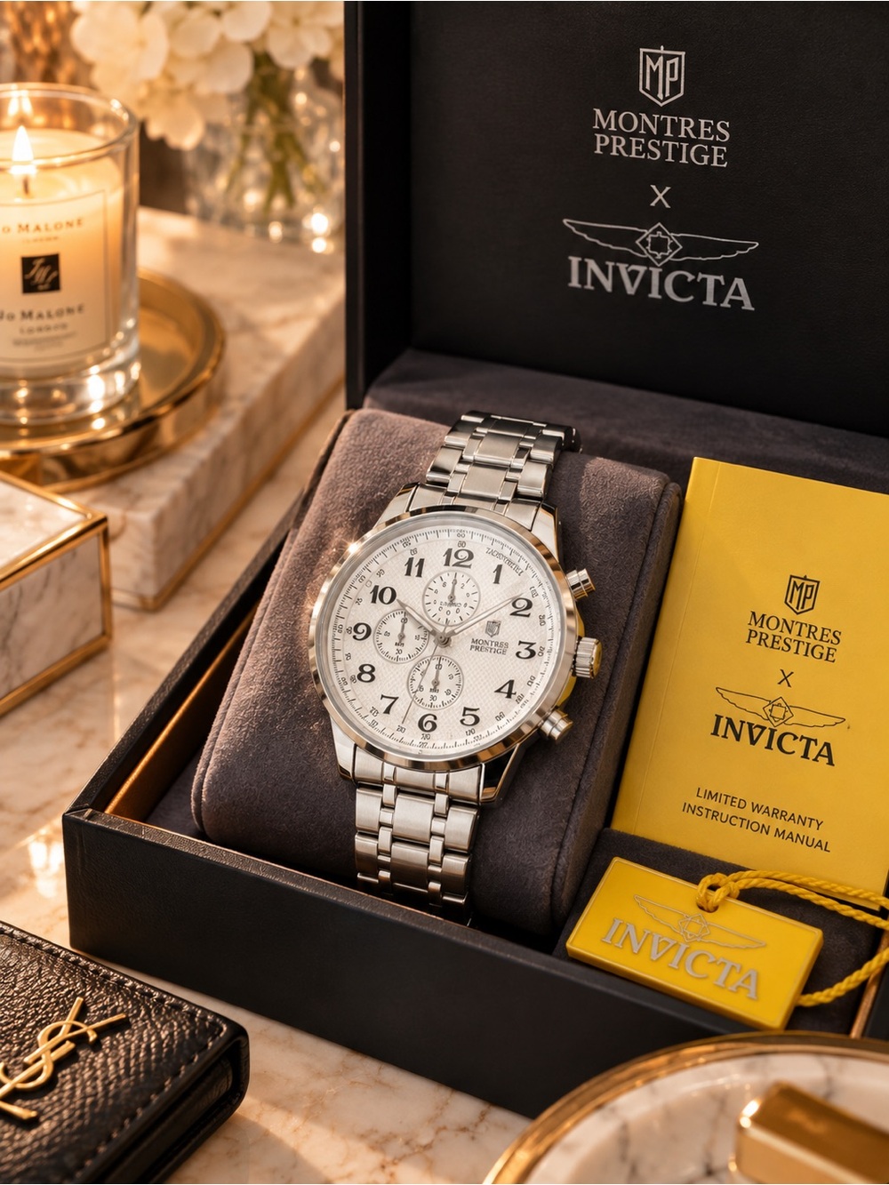 Montres Prestige x Invicta MPW-0321 Silver Men’s Watch 44mm NWT